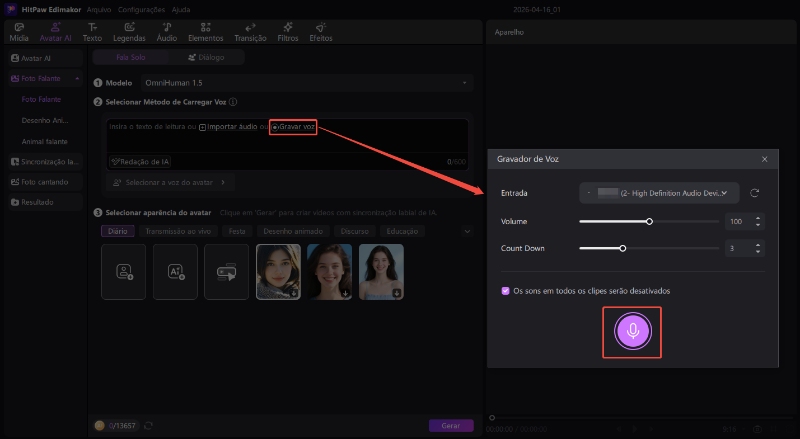 foto falante edimakor - gravação de voz