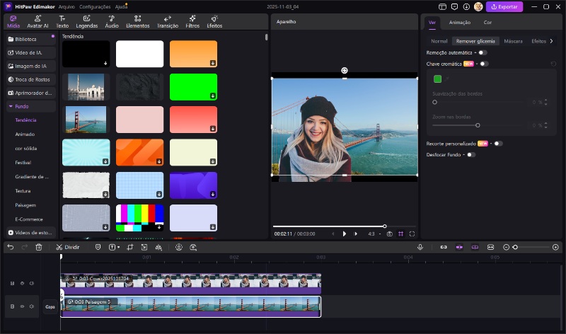 Adicione um fundo personalizado à imagem recortada por IA.