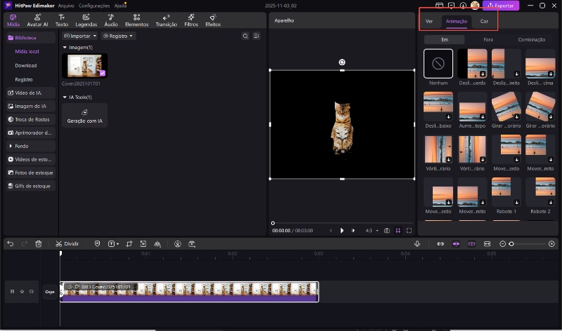 animação e cores personalizadas recortadas
