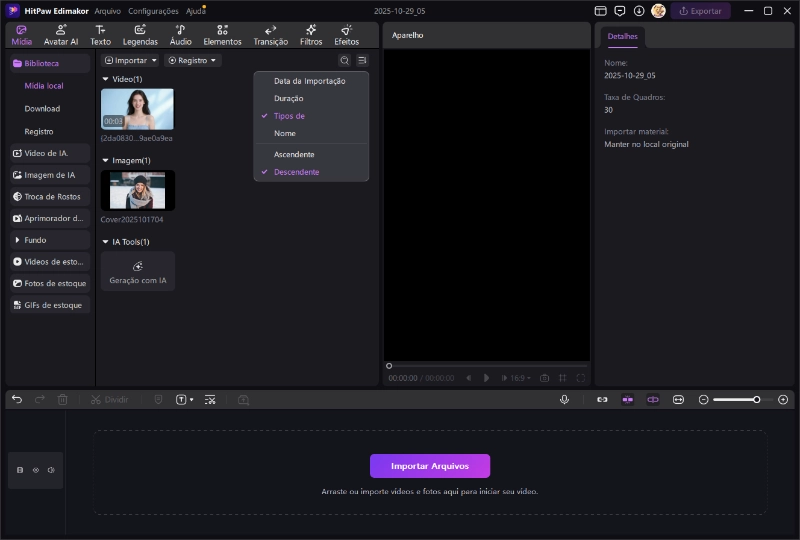 categorizar arquivos de mídia