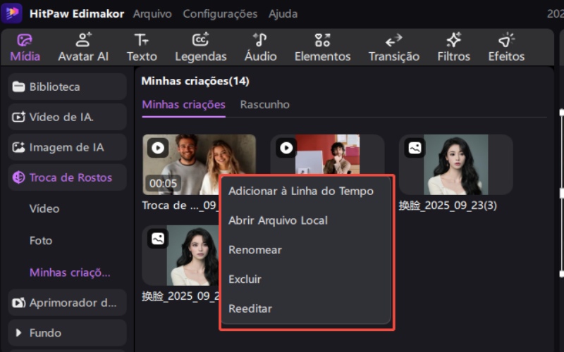 Cancelar troca de rosto e continuar