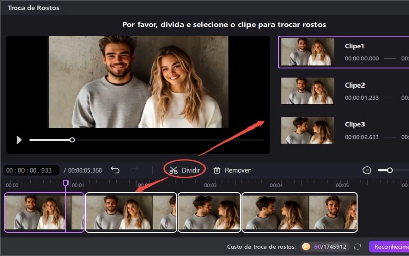 Alterar videoclipe de troca de rosto