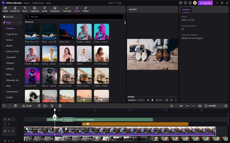 excluir filtros e efeitos
