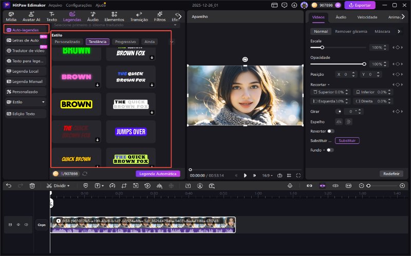 HitPaw Edimakor legendas automáticas - personalize as legendas