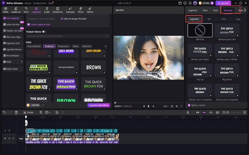 HitPaw Edimakor legendas automáticas - personalize as legendas