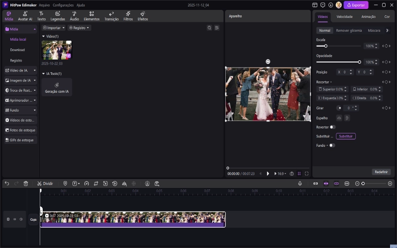 Adicionar vídeo à faixa