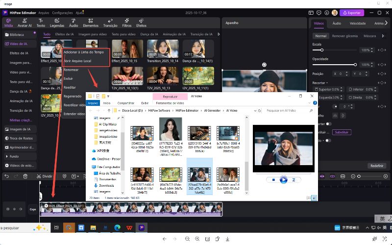 pré-visualização de animação de IA
