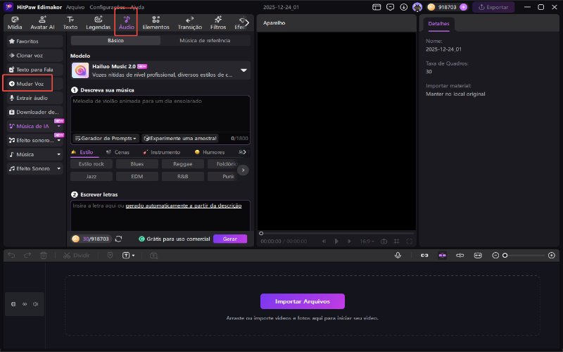 inicie a ferramenta de mudança de voz com inteligência artificial