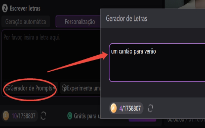 gerador de texto para letras de música