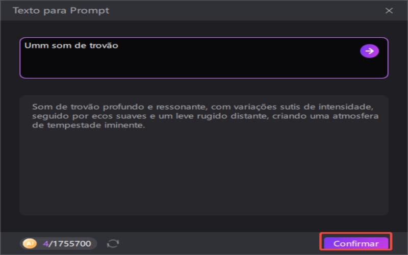 prompt de geração de som de IA