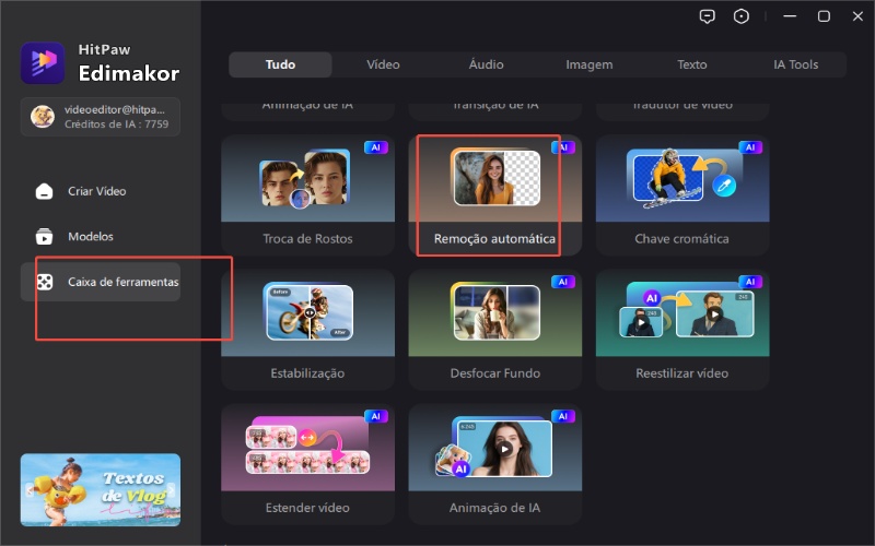 edimakor acesso rápido para remover e desfocar o fundo do vídeo