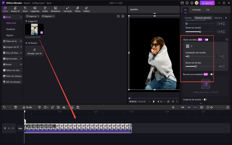 Remova o fundo do vídeo com a chave chroma key do Edimakor.
