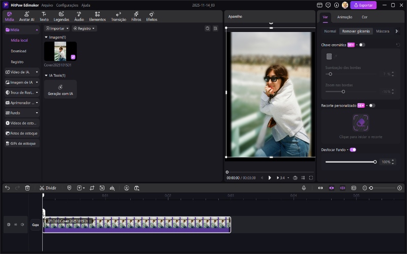 desfocar o fundo do vídeo com edimakor