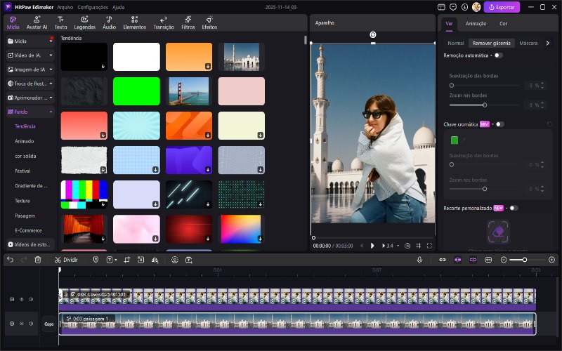 Personalize o fundo do vídeo no edimakor