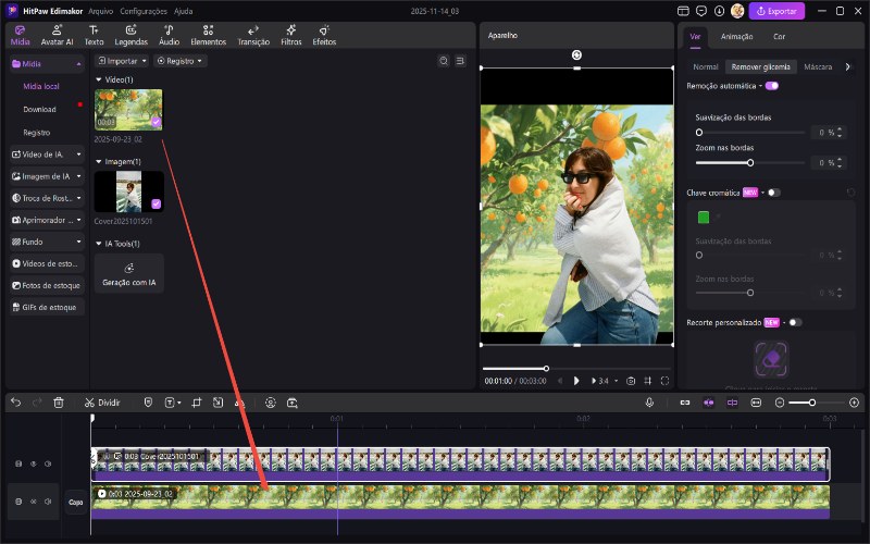 Importar vídeo de fundo para o edimakor