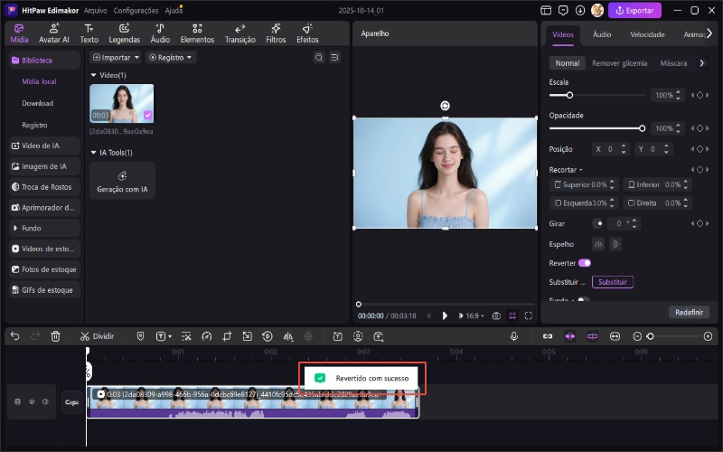 Reprodução reversa concluída