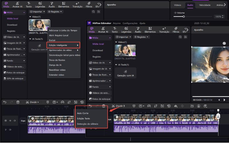 Corte de vídeo inteligente com IA