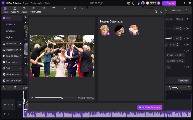 Use o recurso de corte de vídeo inteligente com IA.