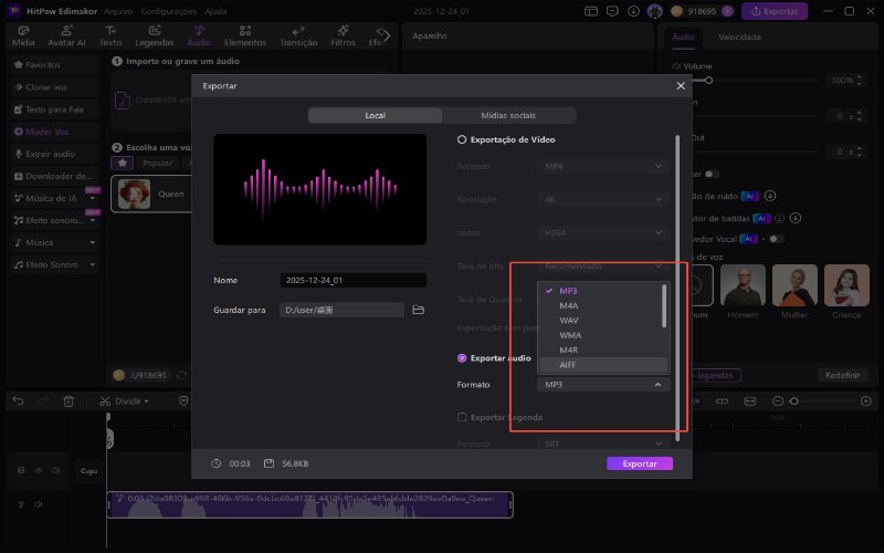 Exporte e compartilhe sua voz. Comece a mudar sua voz.