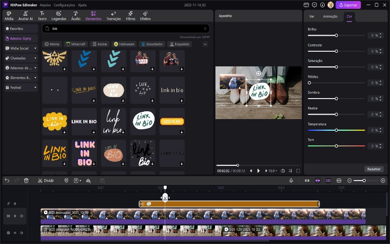 Ajustar a cor do adesivo
