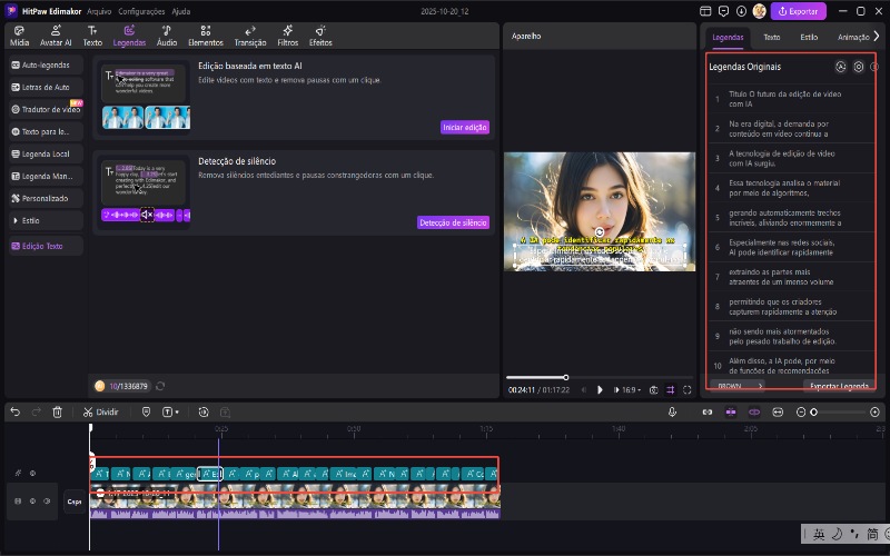 edição baseada em texto editar legendas