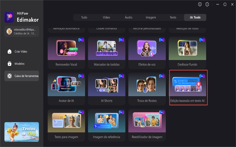 ferramenta de IA de edição baseada em texto