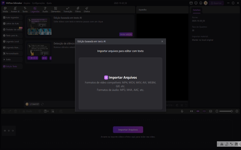 arquivo de importação de edição baseada em texto