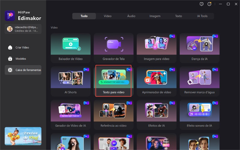 ferramenta de conversão de texto em vídeo com IA