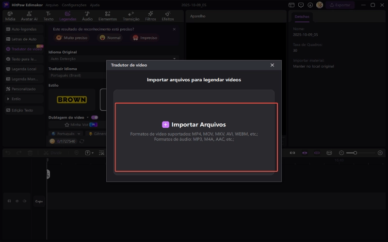 tradutor de legendas hitpaw edimakor - importar vídeo