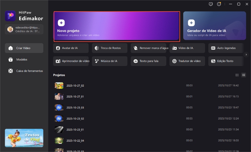 novos efeitos de vídeo