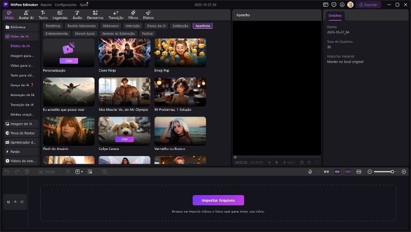 aparência de efeitos de IA