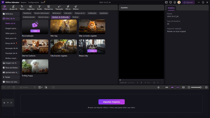 efeitos de IA para animais de estimação