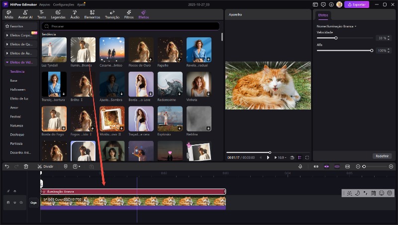 adicionar efeitos de vídeo