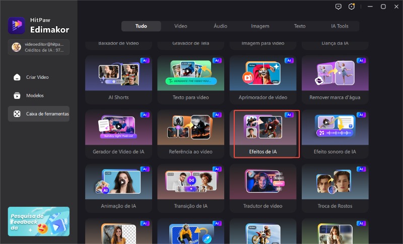 efeitos de vídeo de IA