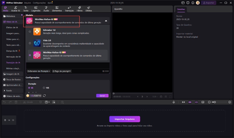 modelo de transição de IA