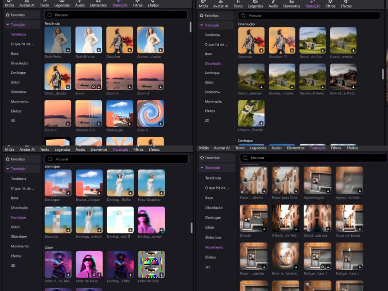 estilos de transição de vídeo