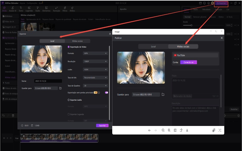editor de vídeo aprimorador de IA
