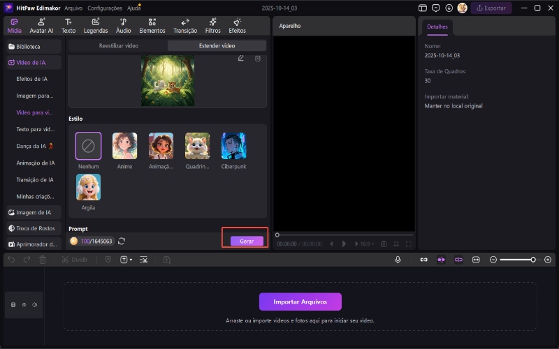 gerador de IA para estender a duração do vídeo
