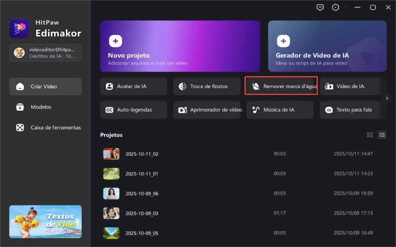 encontre a função de remoção de marca d'água do Edimakor