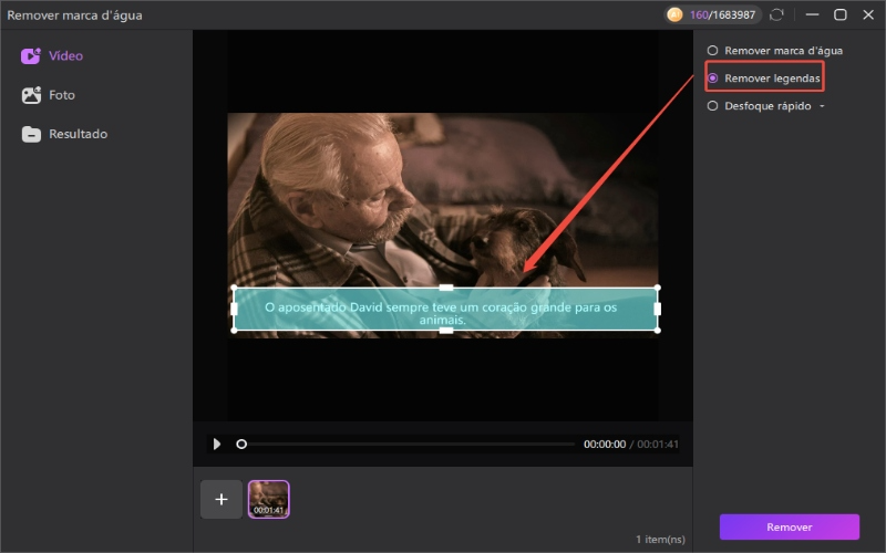 Remover legendas de um vídeo